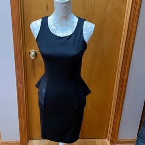 Rhyme black faux leather peplum midi dress. Size XS